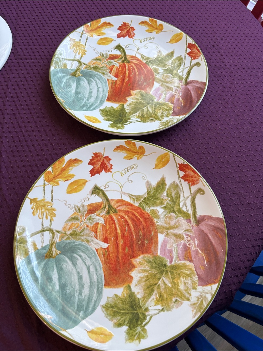 NWOT Certified International “Autumn Harvest” Pumpkin Dinner Plates - Set of 2